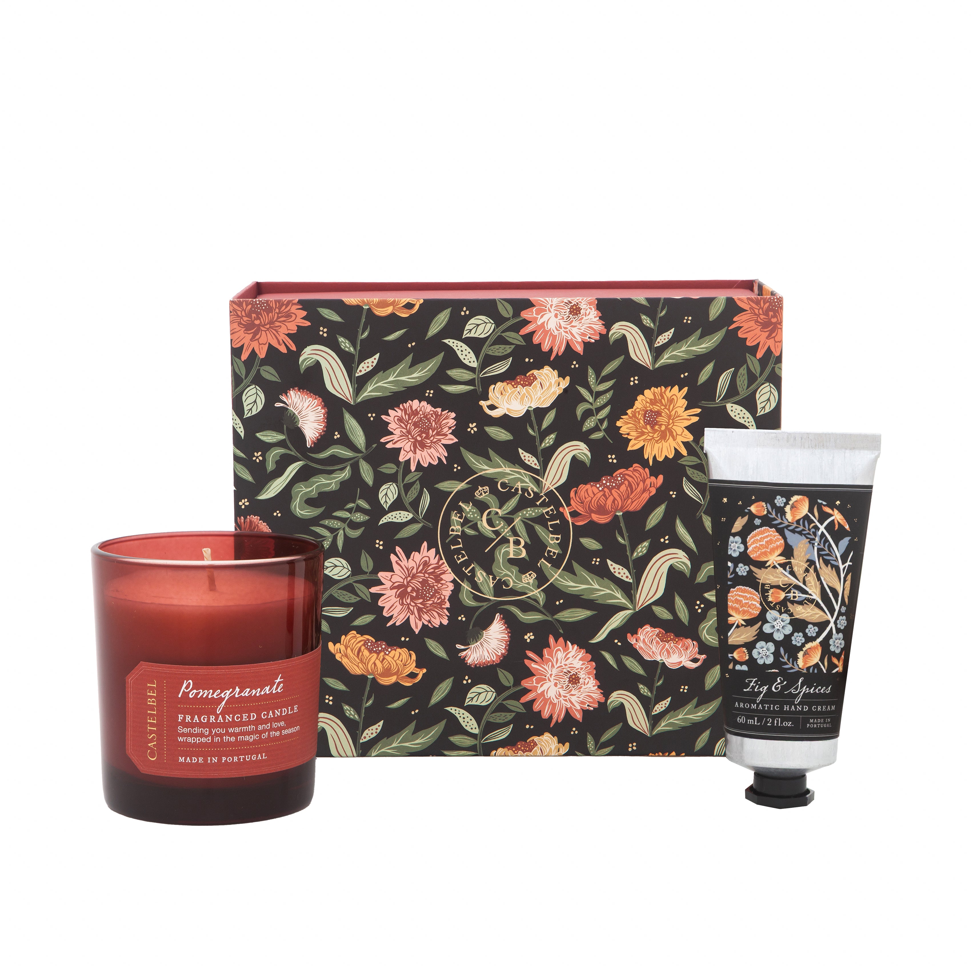 CASTELBEL - Duftkerze (Granatapfel) + Handcreme (Feige und Gewürze) - Geschenkset